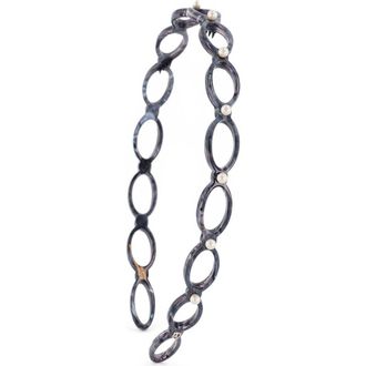 Alexandre de Paris Cutout Ultracomfort Acetate And Pearls Headband in Black at Nordstrom