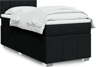 vidaXL Cama Box Spring Con Colch&oacute;n Tela Negro 90x190 Cm Vidaxl
