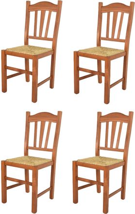 Tommychairs Tommychairs 4 Sillas Silvana En Haya Color Cerezo Y Asiento De Paja