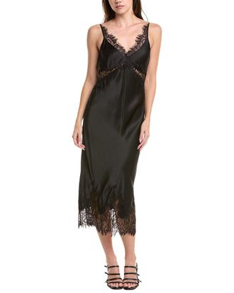 L'agence LAgence Scotly Lace Trim Silk Midi Dress