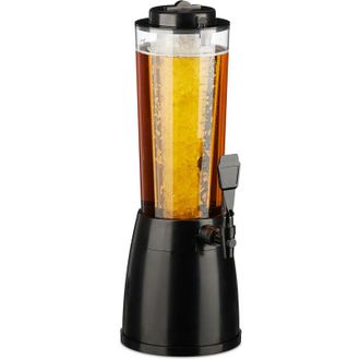 Relaxdays Relaxdays Torre De Cerveza Con Grifo, 2,5 L, Dispensador De Bebidas Con Enfriador, Beer Tower, Transparente Y Negro