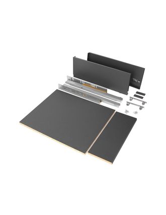 Emuca Kit De Caj&oacute;n Para Cocina O Ba&ntilde;o Vertex De Altura 178mm Con Regulaci&oacute;n 3d, Tableros Incluidos, M&oacute;dulo 450mm, Gris Antracita - Emuca
