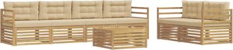 vidaXL Conjunto De Sof&aacute;s De Exterior 7 Uds. Y Beige Poli&eacute;ster Vidaxl