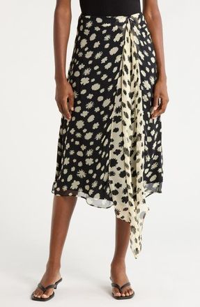 Staud Sonoma Print Drape Chiffon Midi Skirt in Ditsy Multi at Nordstrom, Size 10