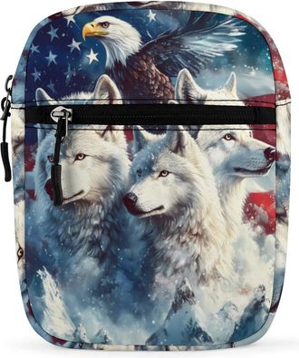 Generic U.S Wolf Ea-gles Crossbody Bag Adjustable Satchel Cute Shoulder Bag Lightweight Sling Bags