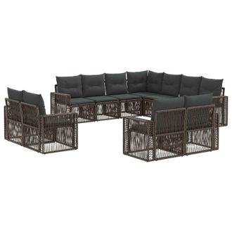 vidaXL Conjunto De Sof&aacute;s De Jard&iacute;n 11 Pcs Gris Y Gris Oscuro Vidaxl