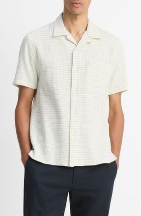 Vince Provence Check Cotton Seersucker Camp Shirt in Horchata/California at Nordstrom Rack, Size Xx-Large