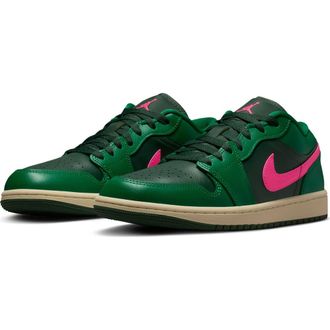 Nike Jordan Air Jordan 1 Low Basketball Sneaker in Malachite/Fir/Pink Blast at Nordstrom, Size 5.5