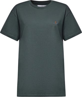 Vivienne Westwood T-shirt met Orb-borduurwerk - Dames - T-shirts - Blauw - L - Katoen - Tops