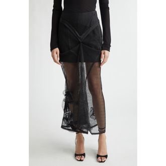Victoria Beckham Basque Detail Mesh Skirt in Black at Nordstrom, Size 2 Us
