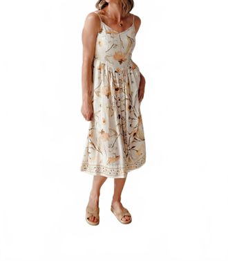 Dex Clothing Vintage Garden Smocked Midi Dress In Multi