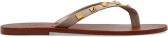 Valentino Garavani Rockstud Leren Slide - Dames - Slippers - Beige - 38 EU - Leer - Schoenen