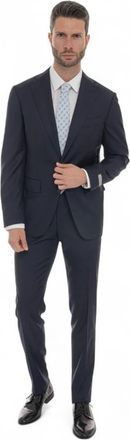 Canali Microprint 2-knoops pak - Heren - Business pakken - Blauw - M - Wol - Kostuums