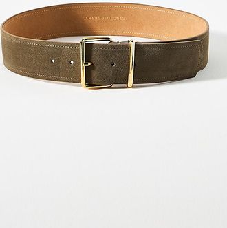 Anthropologie Square-Buckle Suede Belt