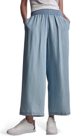 DKNY High Rise Tencel Lyocell Wide Leg Pants in Chambray Stripe at Nordstrom Rack, Size Medium