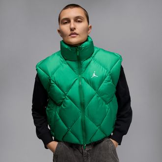 Nike Jordan Womens Jordan Brooklyn Therma-FIT Quilted Puffer Vest in Green | HV0413-365