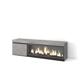 Skraut Home Skraut Home - Mueble Tv, Televisi&oacute;n, Muebles De Sal&oacute;n, Almacenaje, 160, Para Tv Hasta 65, Chimenea El&eacute;ctrica Xxl, Estilo Moderno, Gris Cemento