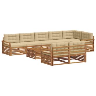 vidaXL Conjunto De Sof&aacute;s De Exterior Con Coj&iacute;n 9 Pcs Natural Y Beige Vidaxl