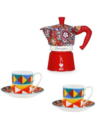 Dolce & Gabbana x Bialetti Moka Express coffee maker and espresso cups (set of two) - unisex - Porcelain/Nylon/Aluminium - OS - White