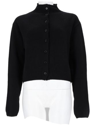 Khaite Cropped Cardigan With High Neckline And Ribbed Details