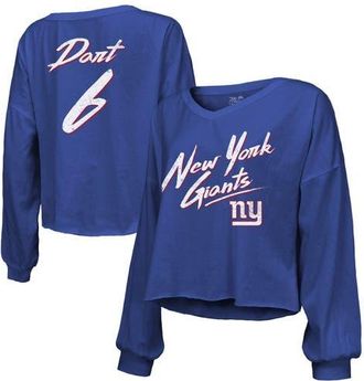 Majestic Threads Womens Majestic Threads Jaxson Dart Royal New York Giants Script Name & Number Long Sleeve T-Shirt at Nordstrom, Size Xx-Large