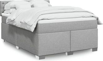 vidaXL Vidaxl - Cama Box Spring Con Colch&oacute;n Tela Gris Claro 140x190 Cm