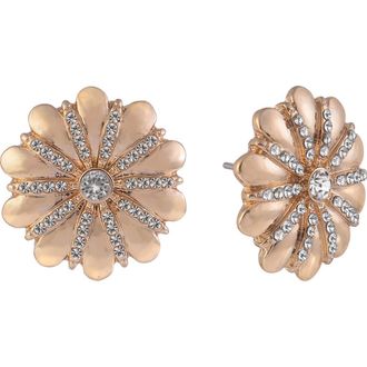 Shelli Segal Crystal Flower Stud Earrings in Gold at Nordstrom Rack