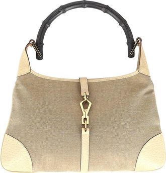Gucci Pre-owned Womens Bamboo Jackie Shoulder Bag in Beige Canvas - One Size