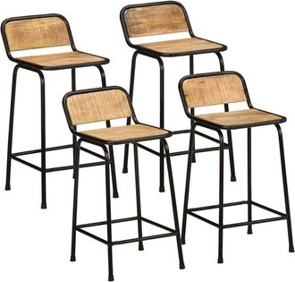 vidaXL Vidaxl - Taburetes De Barra 4 Uds 46x35,5x80 Cm Madera Maciza De Mango