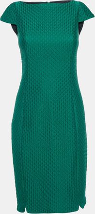 Carolina Herrera Green Textured Cotton Blend Midi Dress
