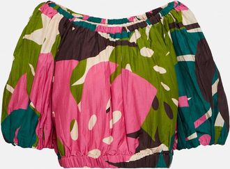 Velvet Britney printed cotton and silk top