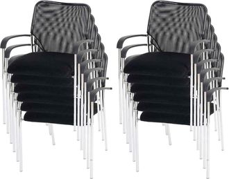 Hhg Hhg - Nunca Usado] Lote De 12 Sillas De Visita Tulsa, Silla De Conferencia Apilable, Tela/textil, Asiento Negro, Respaldo Negro
