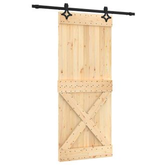 vidaXL Puerta Corredera Natural Y Negro 85 X 210 Cm Vidaxl