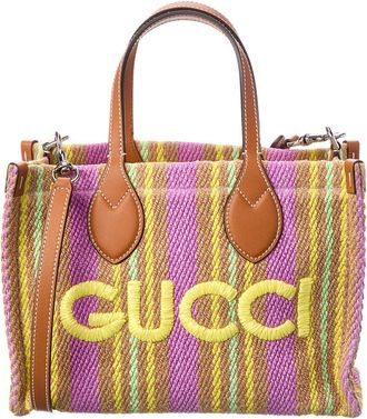 Gucci Small Jute & Leather Tote