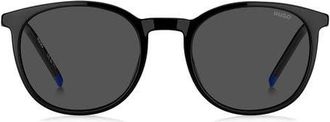 HUGO BOSS Panthos 53mm Round Sunglasses in Black/Grey at Nordstrom
