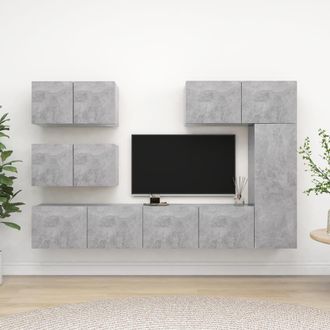 Berkfield Home 6 Piece TV Cabinet Set Concrete Grey Engineered Wood