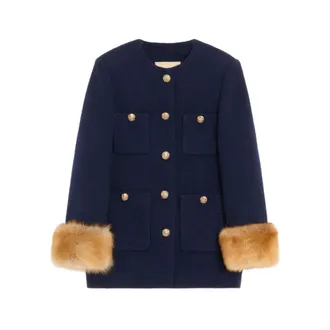 Valentino Dames, Mantels, Blauw, Maat: M Tweed