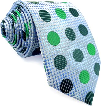 Shlax & Wing Neckties for Men Polka Dots Emerald Green Silver Blue Tie Classic Size 57.5&times;3.15