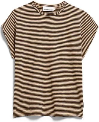 Armedangels Slub Jersey Stripe T-Shirt f&uuml;r Damen | braun/beige