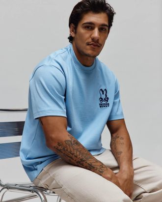 Psycho Bunny Mens Toby Oversized Tee 407 GLACIER LAKE / XL