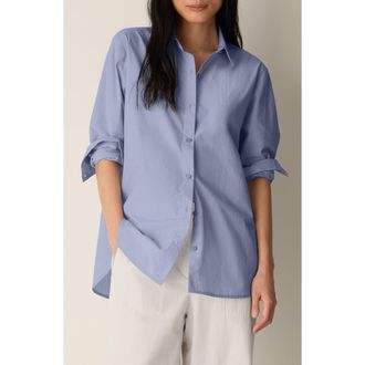 Eileen Fisher Organic Cotton Long Shirt in Delfina at Nordstrom, Size X-Small