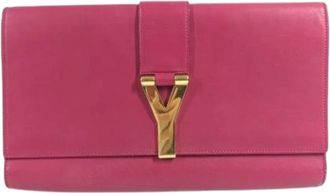 Saint Laurent Pre-owned Clutches, female, Pink, Size: ONE SIZE Pre-owned Vintage Leather Clutch
