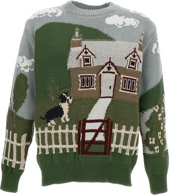 Junya Watanabe Multicolor Folk Intarsia Cotton-Wool Blend Sweater