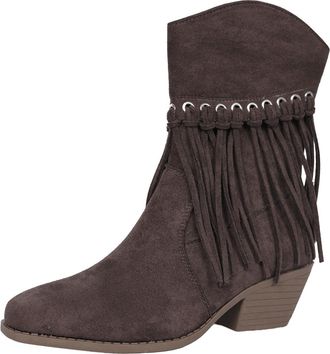 Generic Western Boots Women Wide Calf Fringe Cowboy Boots Stylish Casual Solid Color Side Zipper Chunky Heel Comfortable Ankle Boot Parties Shopping