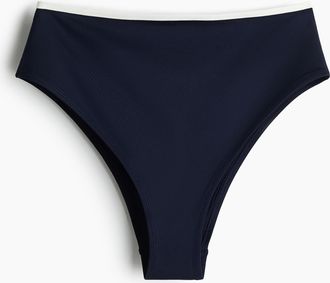 H&M Cheeky Bikinihose High Waist - Marineblau