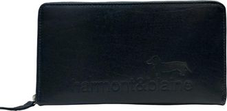Harmont & Blaine Blauw Leren Ritsportemonnee - Heren - Portefeuilles - Blauw - ONE Size - Leer - Accessoires