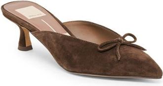 Dolce Vita Cleo Pointed Toe Kitten Heel Mule in Dark Brown Suede at Nordstrom, Size 7.5