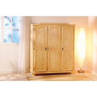 Dmora Armadio a tre ante battenti in pino massello, colore rovere, cm 150 x 180 x 56., con imballo rinforzato - Dmora