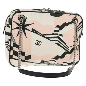 Chanel La Pausa Bay Camera Case Printed Canvas Pink Canvas Bag (Pre-Owned)