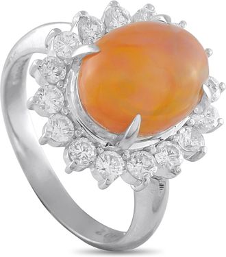 Luxury Bazaar Platinum 1.02ct Diamond and Opal Ring MF39-102025